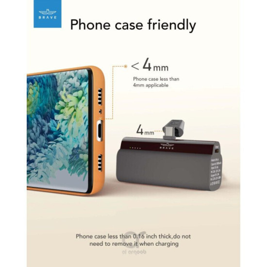 Brave Pocket Mini Portable Power Bank Type-C 20W 5000 mAh BP-14 Black