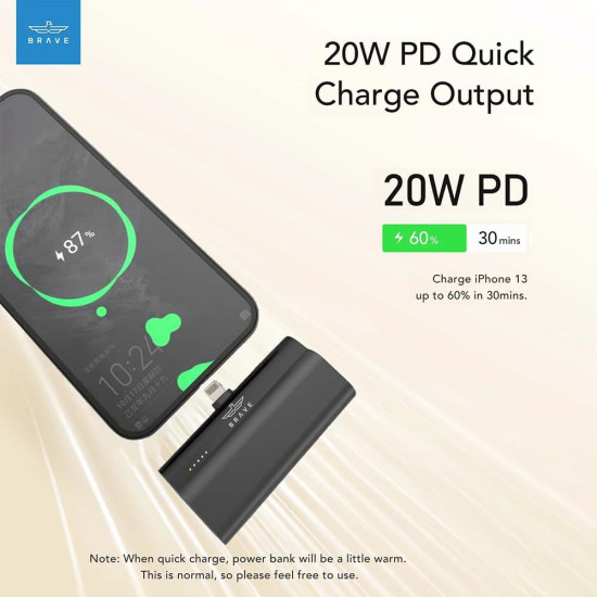 Brave Pocket Mini Portable Power Bank Type-C 20W 5000 mAh BP-14 Black