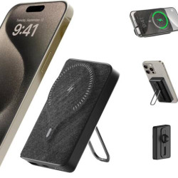 BRAVE 20W 10000mAh Magnetic Mini Pocket Portable Wireless Power Bank with Kickstand and Grip for iPhones