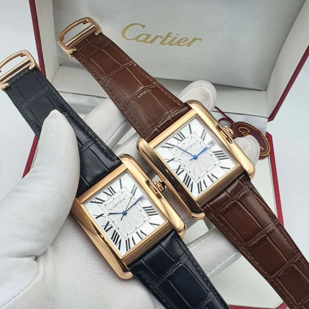 Cartier Tank Louis Cartier 33.7mm x 25.5mm Watch, Grained Silvered